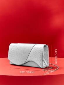 Mini Metallic Glitter Decor Square Bag - Silver - View 3