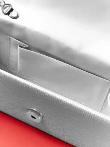 Mini Metallic Glitter Decor Square Bag - Silver - View 6