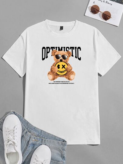 Uomo Maglietta con grafica slogan e fumetto