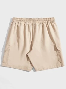 Manfinity Men Flap Pocket Drawstring Waist Shorts - Khaki - View 2