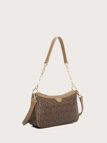 DK DKMG 1pc PU Letter Design Chain Shoulder Bag, Crossbody Bag, Suitable For Daily Use Or Festival Gift - Multicolor - View 3