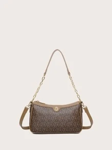 DK DKMG 1pc PU Letter Design Chain Shoulder Bag, Crossbody Bag, Suitable For Daily Use Or Festival Gift - Multicolor - View 2