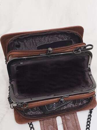 Women Mini Shoulder Bag Fashion Retro Rivet Motorcycle Bag Chain Crossbody Bag With Multi Pockets, Black Phone Pouch Small Square Bag, Halloween Purse Perfect For Fancy Party Halloween Fashion & Gothic Fashion, Best Halloween Gifts For Women