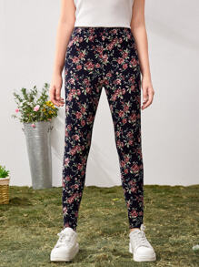 SHEIN 青少年女孩印花緊身打底褲 - 彩色 - 查看 3