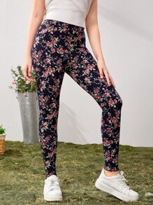 SHEIN 青少年女孩印花緊身打底褲 - 彩色 - 查看 4