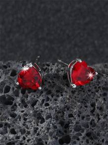 Hoa tai trang trí bằng đá khối Zirconia - Đỏ - Xem 4