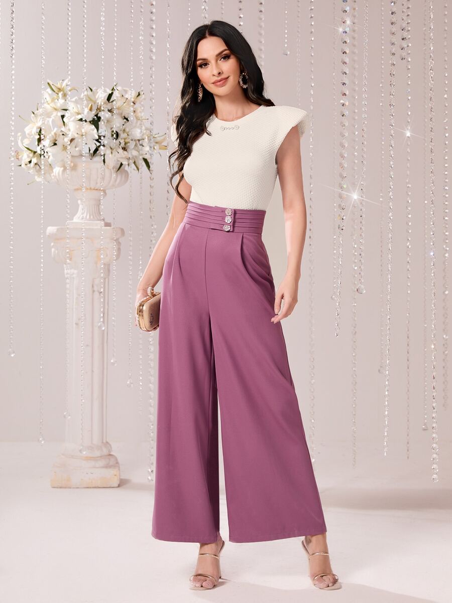 Modelyn Shoulder Pad Tank Top - Beige - View 1