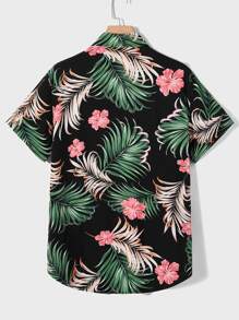 Manfinity BRENVOR Men Tropical Print Shirt Without Tee For Summer Vacation