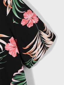 Manfinity BRENVOR Men Tropical Print Shirt Without Tee For Summer Vacation