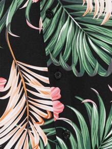 Manfinity BRENVOR Men Tropical Print Shirt Without Tee For Summer Vacation