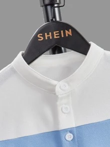 SHEIN Boys Colourblock Polo Shirt - White - View 3
