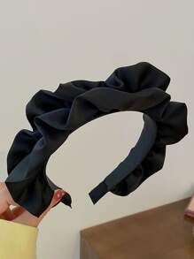 Solid Ruched Headband - Black - View 3