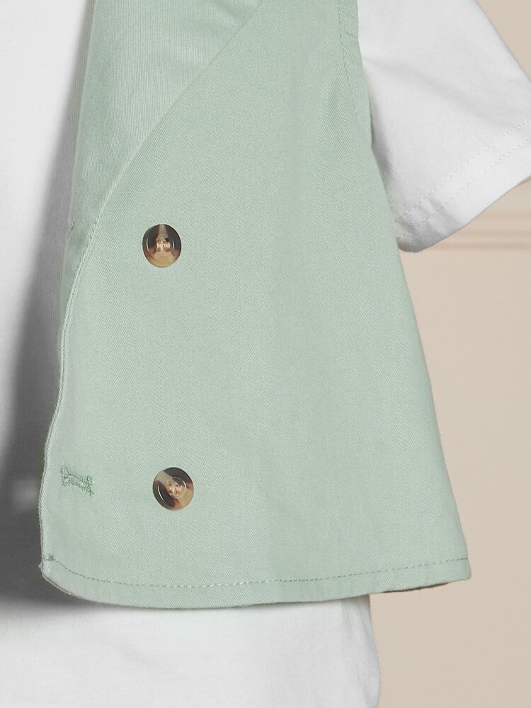 Baby Boy Double Breasted Vest Blazer & Shorts & Tee