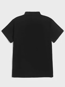 Manfinity Hombres Camisa polo panel en contraste - Negro - Ver 2