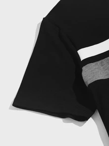 Manfinity Hombres Camisa polo panel en contraste - Negro - Ver 5