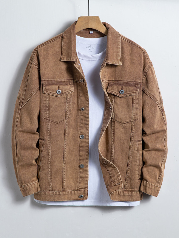 Manfinity Homme Men Cotton 1pc Flap Pocket Denim Jacket SHEIN USA