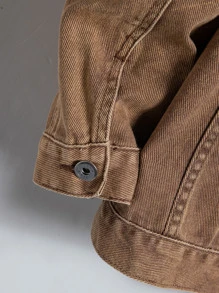 Manfinity Homme Men Cotton 1pc Flap Pocket Denim Jacket - Brown - View 3