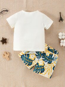 Baby Boy Tropical Print Tee & Shorts - Multicolor - View 2