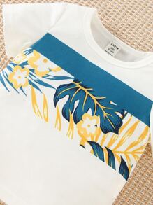 Baby Boy Tropical Print Tee & Shorts - Multicolor - View 3