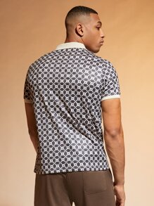 Manfinity RelaxMax 男士滿版印花拼接領POLO衫 - 彩色 - 查看 2