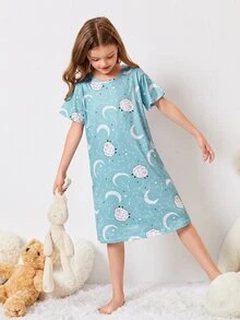 女孩卡通圖案睡裙