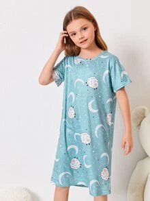女孩卡通圖案睡裙