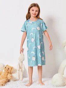 女孩卡通圖案睡裙