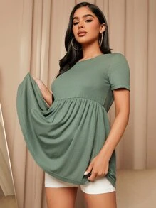 SHEIN Maternity Solid Peplum Tee - Mint Green - View 6