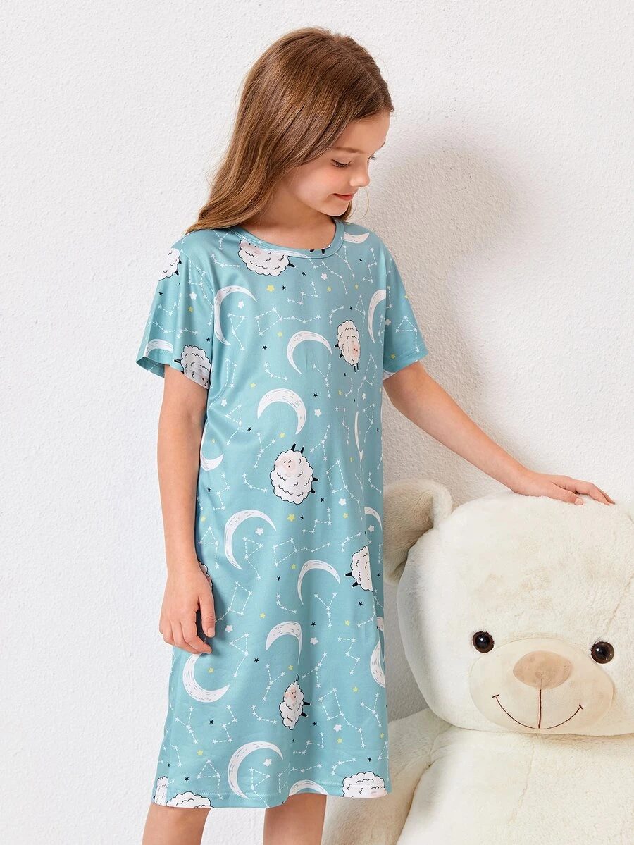 女孩卡通圖案睡裙