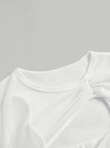 SHEIN MOD Cutout Sheer Mesh Panel Bodycon Dress - White - View 4