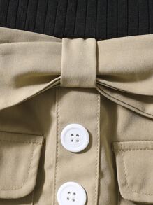 Đứa bé gái 2 trong1 Chi tiết Nút Thắt lưng Váy Dây - Nhiều màu - Xem 4