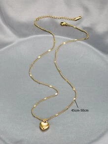 MONALLY 1 件奢华设计心形不锈钢项链，18K 镀金，防过敏吊坠礼物，适合女性情人节、妈妈、母亲、母亲节、礼物 - 金黃色 - 查看 4