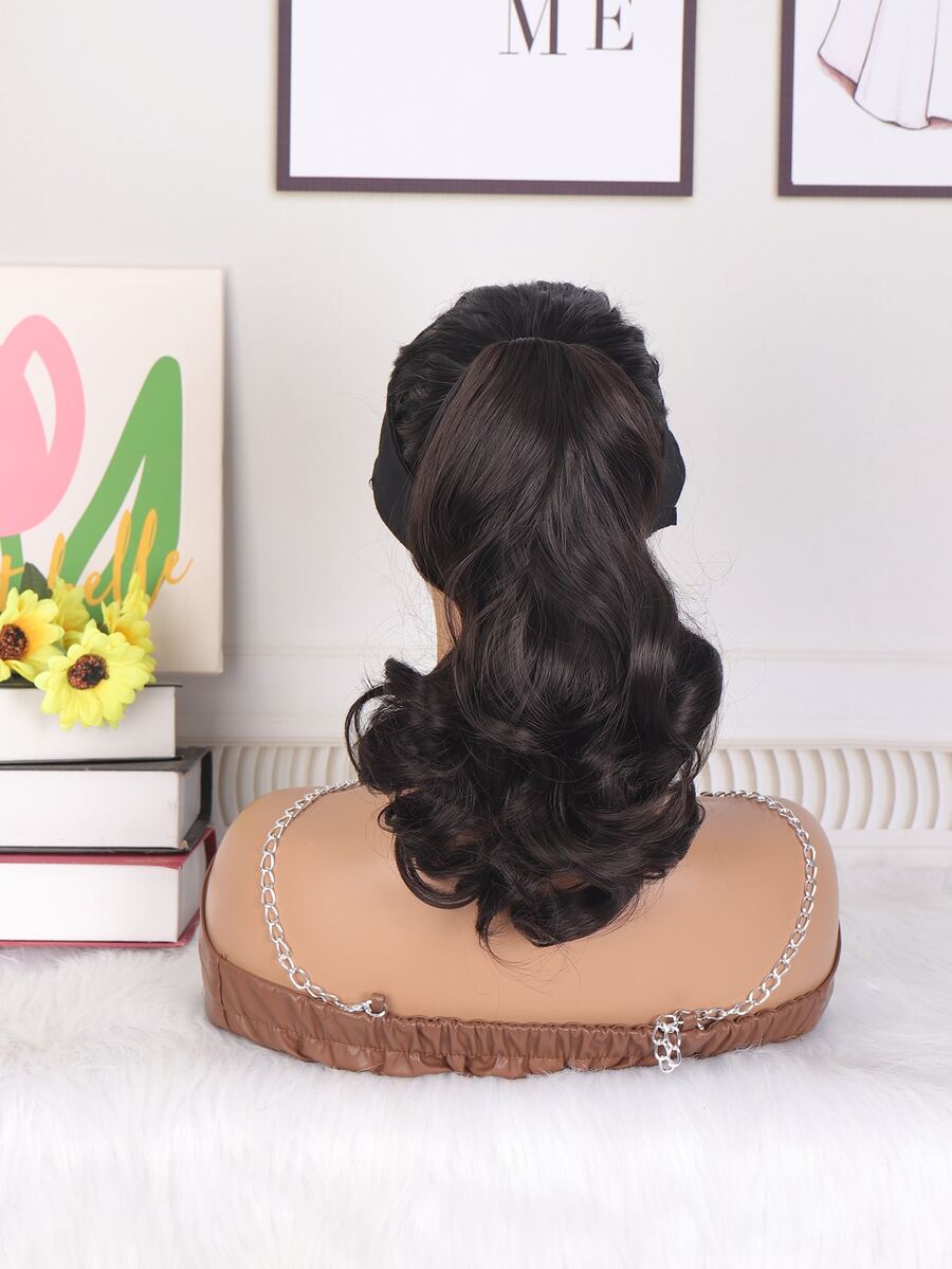 Short Body Wave Ponytail Synthetic Hair Extension - Brown - View 1
