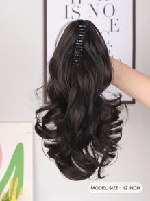 Short Body Wave Ponytail Synthetic Hair Extension - Brown - View 2