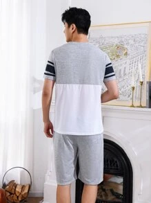 Men Colorblock PJ Set - Multicolor - View 2