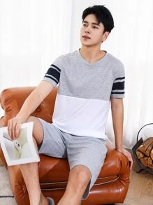 Men Colorblock PJ Set - Multicolor - View 5