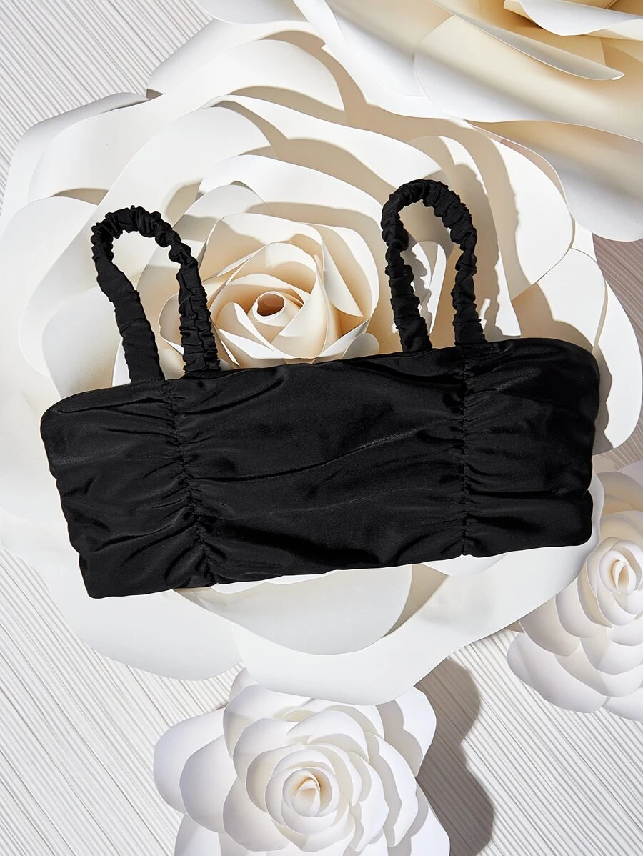 Top bikini fruncido - Negro - Ver 1