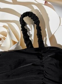 Top bikini fruncido - Negro - Ver 3