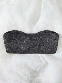 SHEIN Swim Summer Beach Twist Glitter Bikini Top - Black - View 2