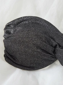 SHEIN Swim Summer Beach Twist Glitter Bikini Top - Black - View 3