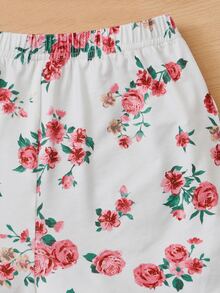 SHEIN Girls 3pcs Floral Print PJ Set - Multicolor - View 5