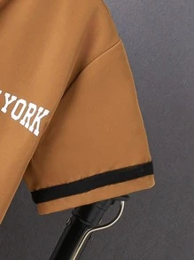 SHEIN Boys Letter Graphic Baseball Collar Shirt & Shorts Without Tee