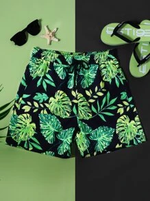 Manfinity Hombres Shorts de natación con estampado tropical - Multicolor - Ver 1