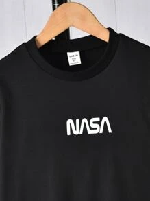 SHEIN Boys Slogan Graphic Tee & Shorts - Black - View 3