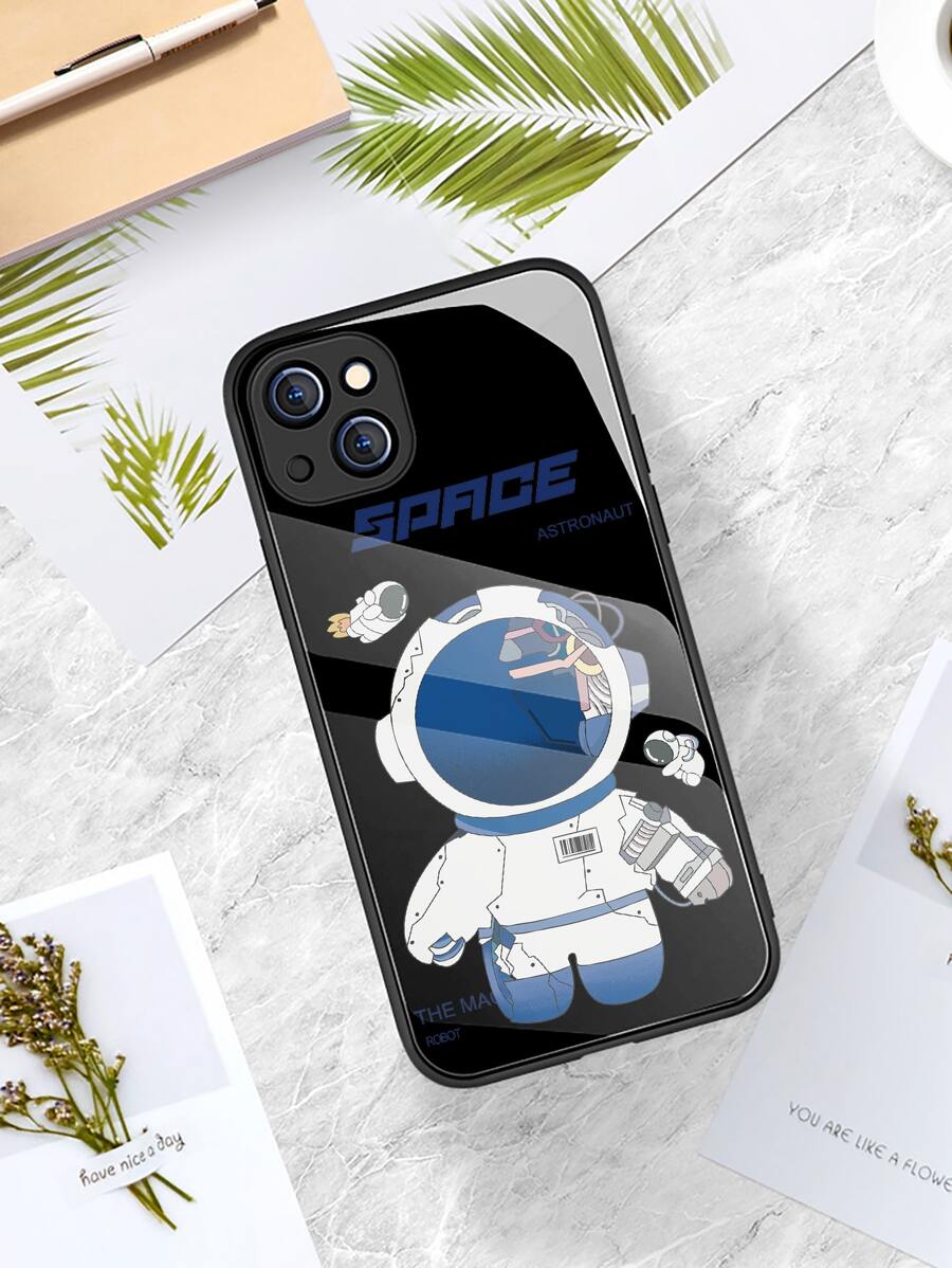 1pc Astronaut Designed Glass Phone Case Compatible With Apple Compatible With IPhone 16/16 Pro/16 Plus/16 Pro Max, Compatible With Galaxy A55/A54/A53, S24/S24+/S24 Ultra/S24 FE, Compatible With Pixel 9/9 Pro/9 Pro XL,International Version, Not The Domestic Version, - Multicolor - View 1