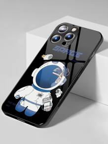 1pc Astronaut Designed Glass Phone Case Compatible With Apple Compatible With IPhone 16/16 Pro/16 Plus/16 Pro Max, Compatible With Galaxy A55/A54/A53, S24/S24+/S24 Ultra/S24 FE, Compatible With Pixel 9/9 Pro/9 Pro XL,International Version, Not The Domestic Version, - Multicolor - View 3