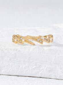 Cubic Zirconia Decor Ring - Yellow Gold - View 1