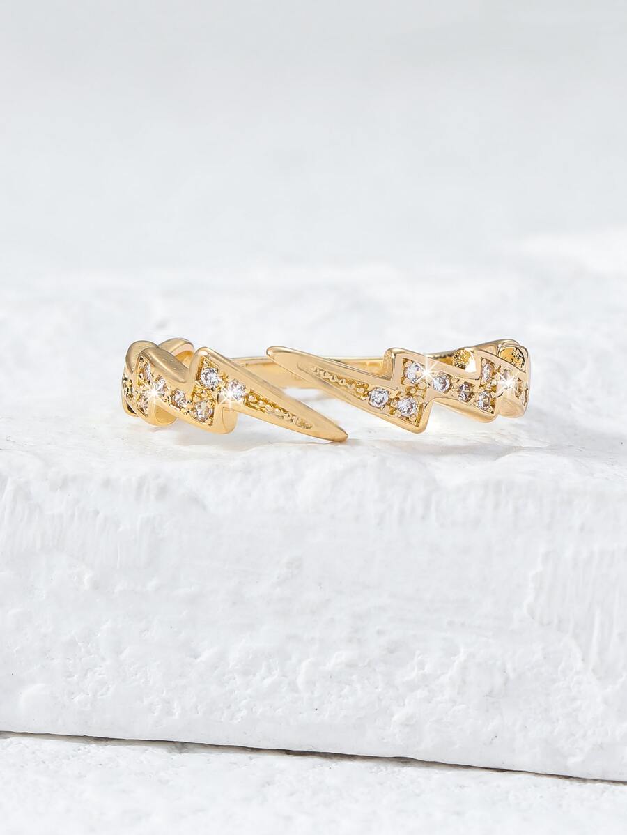 Cubic Zirconia Decor Ring - Yellow Gold - View 1
