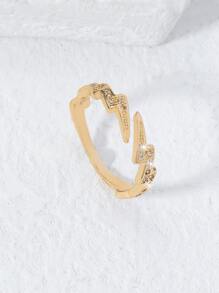 Cubic Zirconia Decor Ring - Yellow Gold - View 2