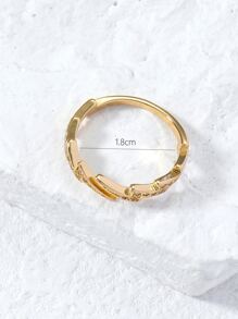 Cubic Zirconia Decor Ring - Yellow Gold - View 4